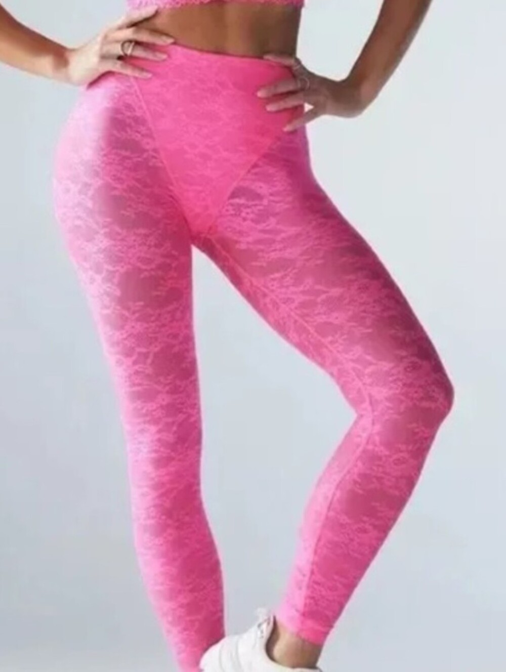 Savage X Fenty Hot Pink Palace Lace Leggings Sz XL *NWT Festival Glow Night Rave